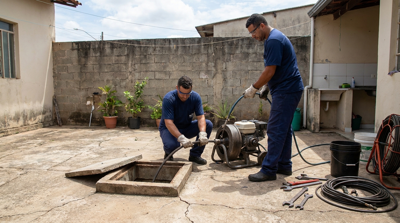 Desentupimento de esgoto residencial em Belém‑PA