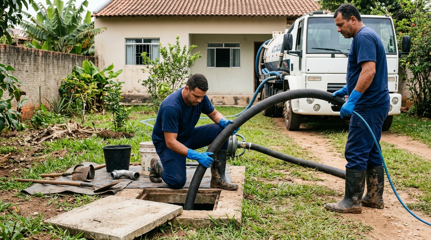 Desentupimento de fossa com equipamento em Botucatu‑SP