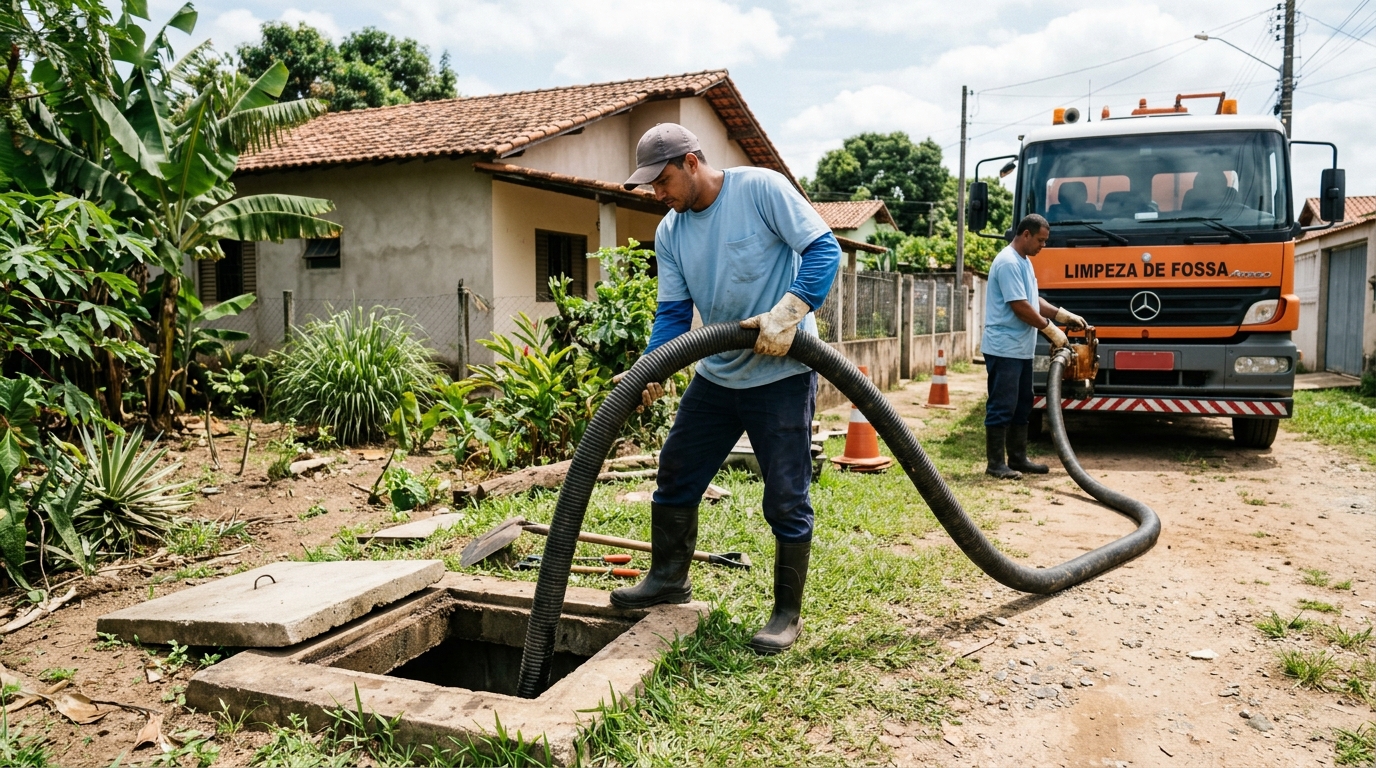 Desentupimento de fossa residencial em Botucatu‑SP