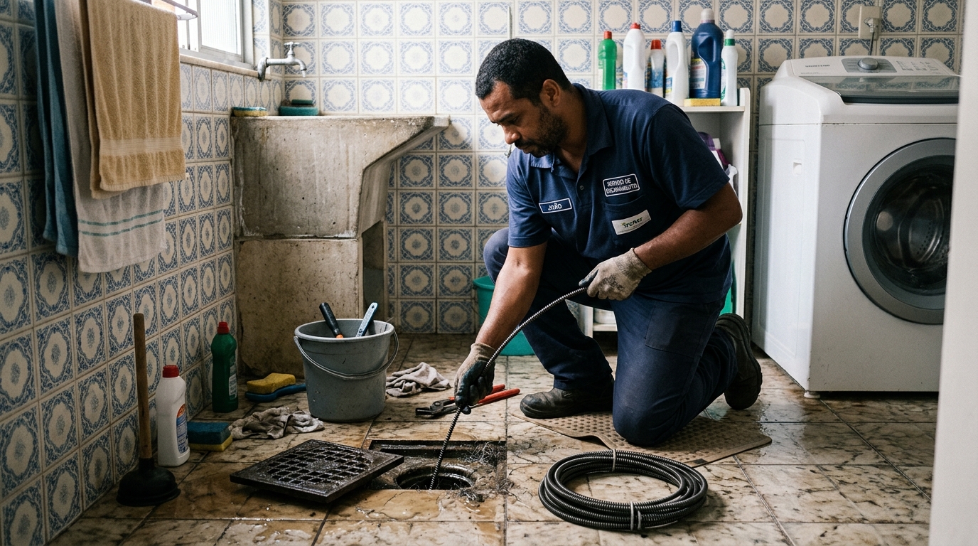 Desentupimento de ralo do banheiro em Ipatinga‑MG